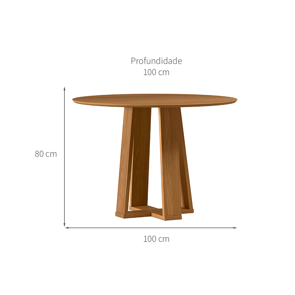 Mesa de Jantar Redonda com Tampo de Vidro Isabela Ypê 100 cm
