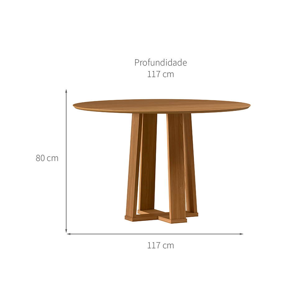 Mesa de Jantar Redonda com Tampo de Vidro Isabela Ypê 117 cm