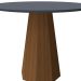Mesa de Jantar Redonda com Tampo de Vidro Isis Cinza e Imbuia 100 cm
