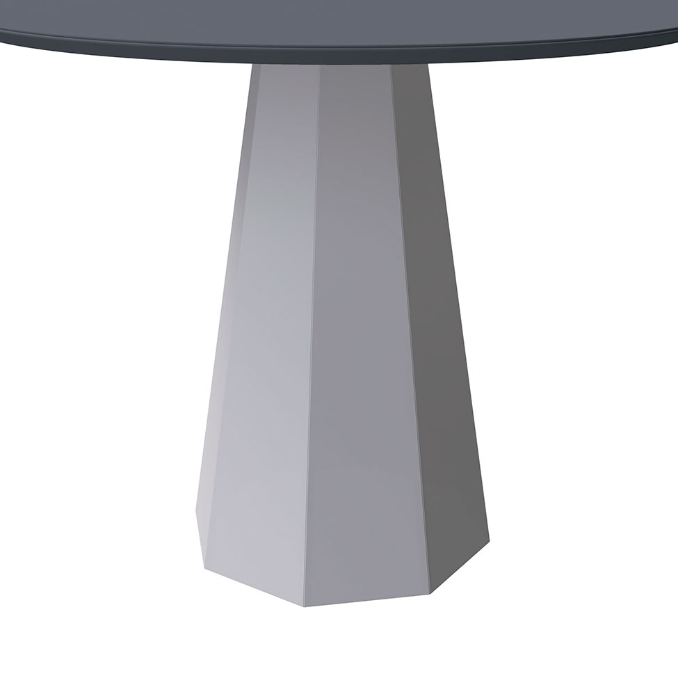 Mesa de Jantar Redonda com Tampo de Vidro Isis Cinza e Off White 100 cm