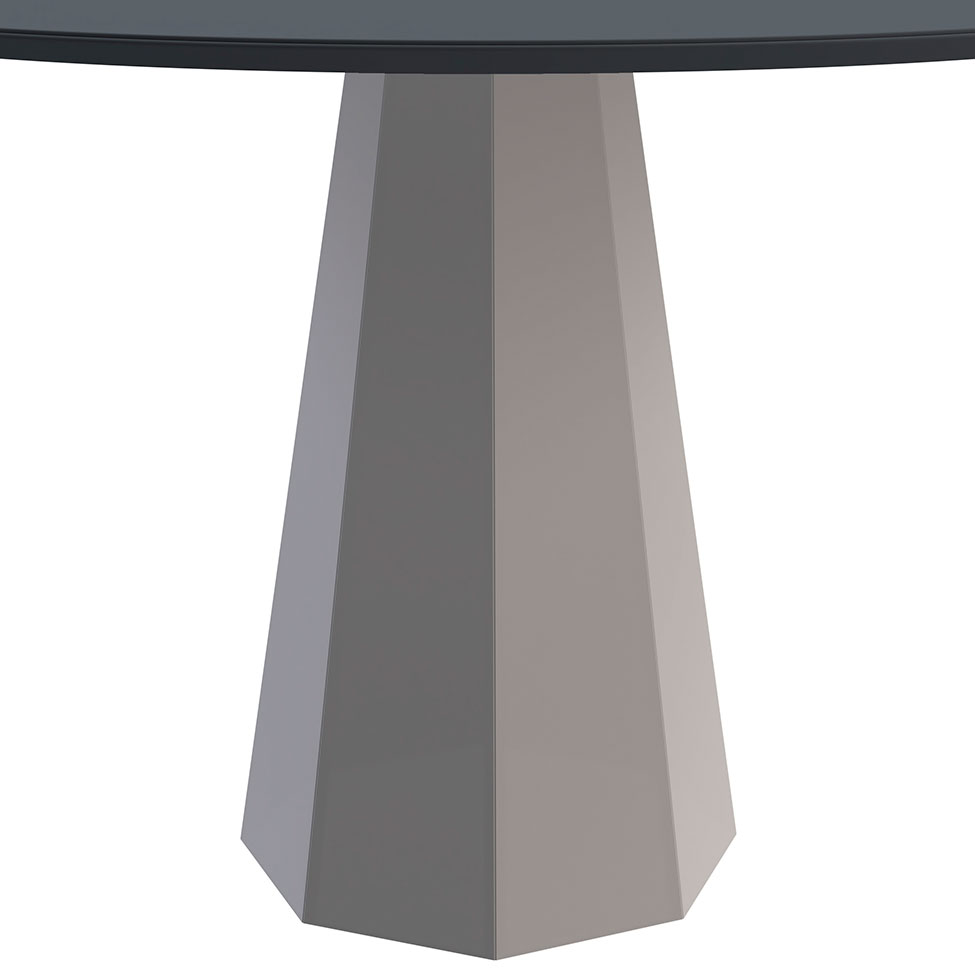 Mesa de Jantar Redonda com Tampo de Vidro Isis Cinza e Off White 117 cm