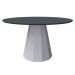Mesa de Jantar Redonda com Tampo de Vidro Isis Cinza e Off White 135 cm