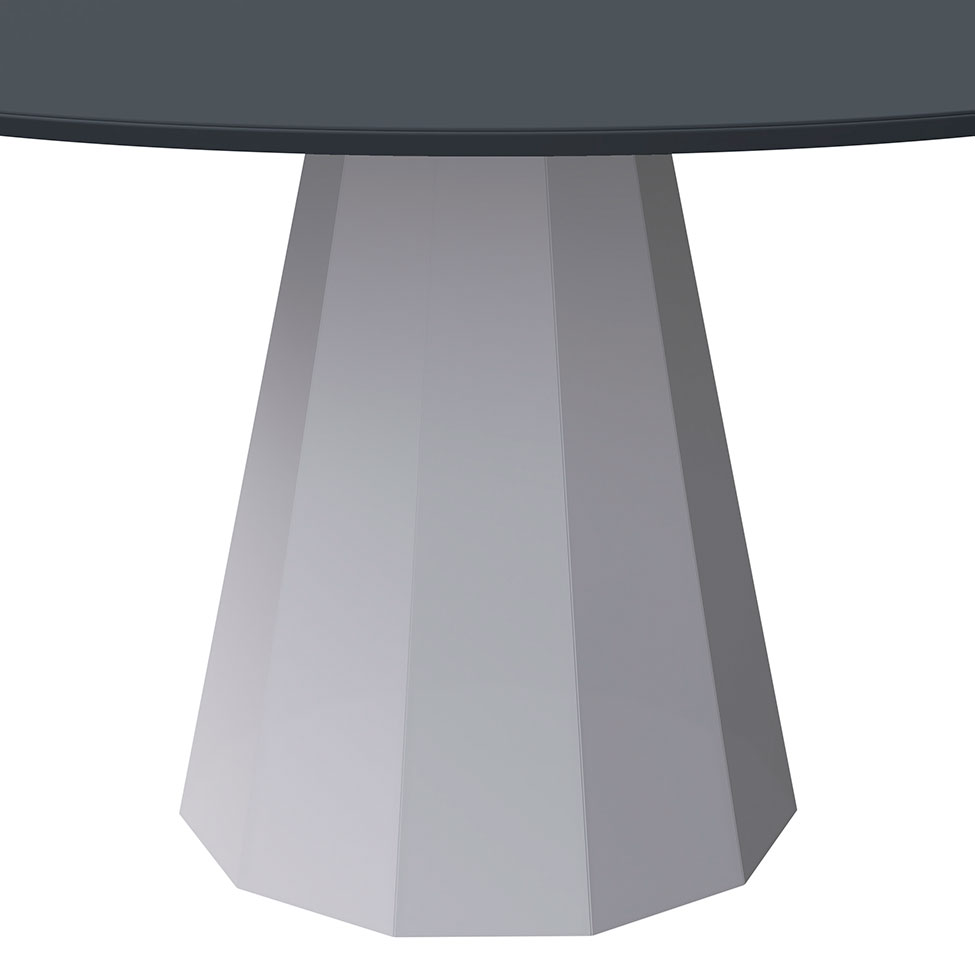 Mesa de Jantar Redonda com Tampo de Vidro Isis Cinza e Off White 135 cm