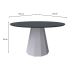 Mesa de Jantar Redonda com Tampo de Vidro Isis Cinza e Off White 135 cm