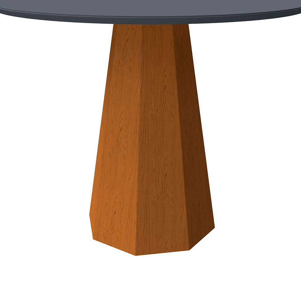 Mesa de Jantar Redonda com Tampo de Vidro Isis Cinza e Ype 100 cm