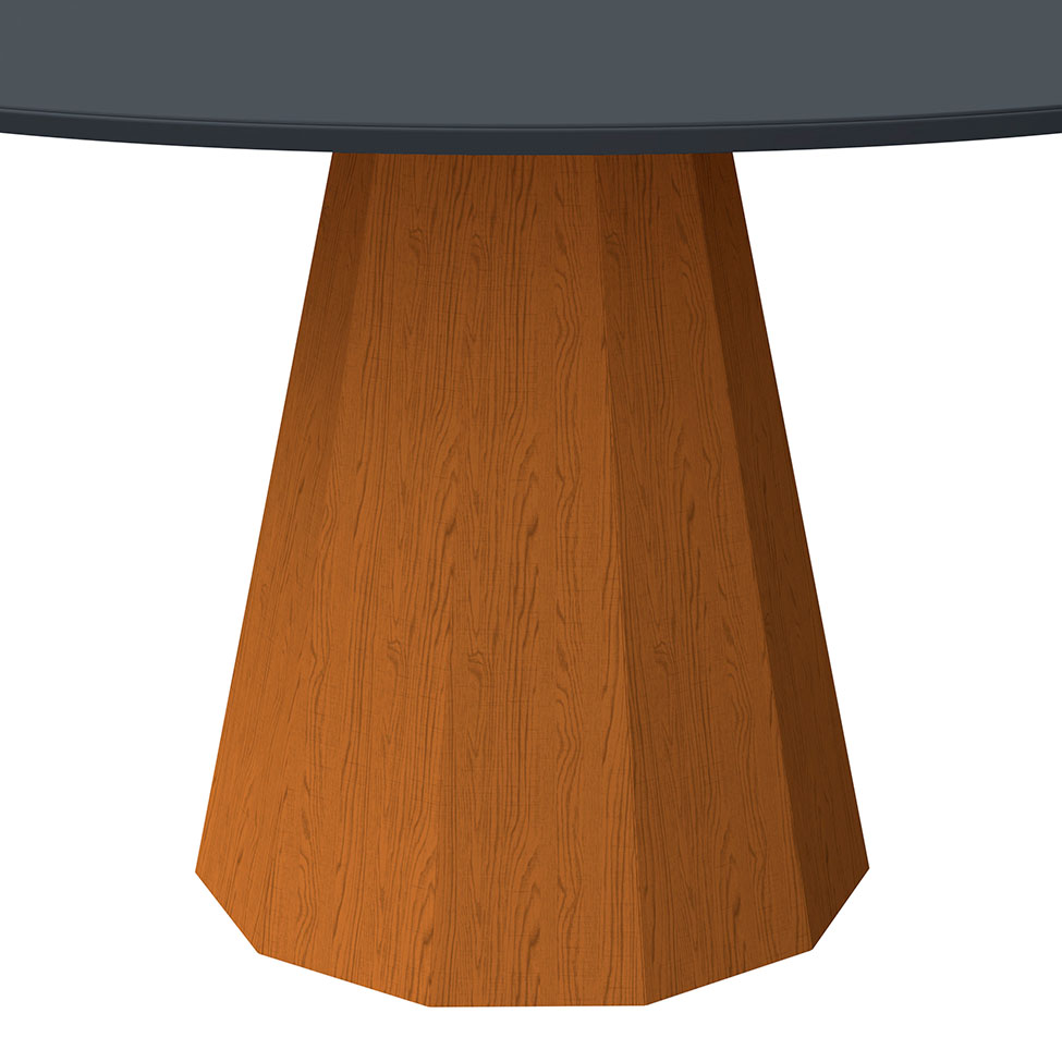 Mesa de Jantar Redonda com Tampo de Vidro Isis Cinza e Ype 135 cm