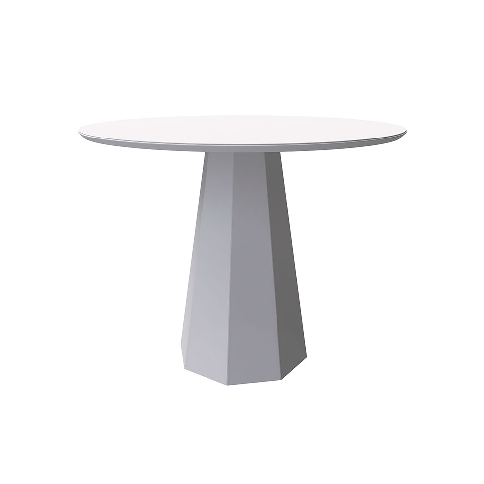 Mesa de Jantar Redonda com Tampo de Vidro Isis Off White 100 cm