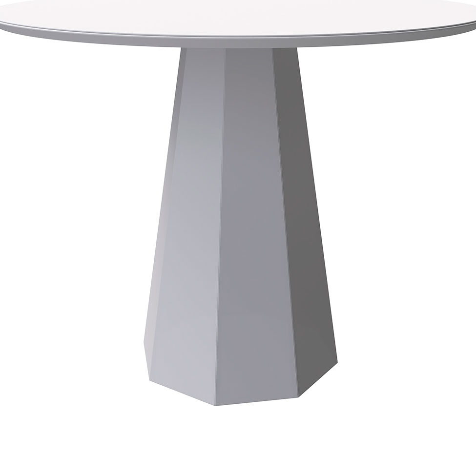 Mesa de Jantar Redonda com Tampo de Vidro Isis Off White 100 cm