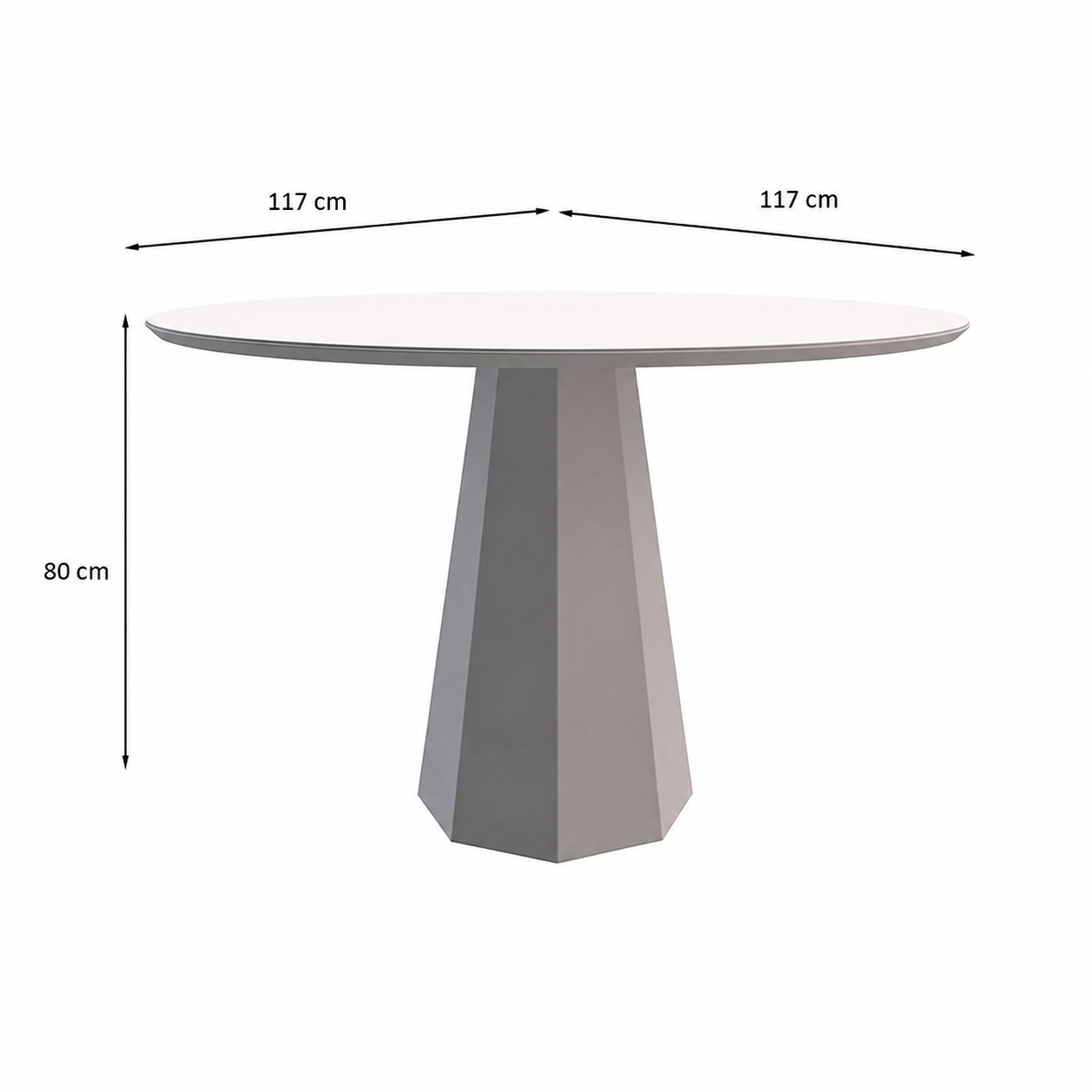 Mesa de Jantar Redonda com Tampo de Vidro Isis Off White 117 cm