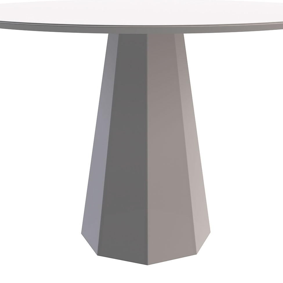 Mesa de Jantar Redonda com Tampo de Vidro Isis Off White 117 cm