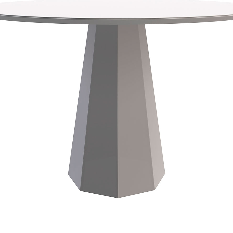 Mesa de Jantar Redonda com Tampo de Vidro Isis Off White 135 cm