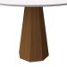 Mesa de Jantar Redonda com Tampo de Vidro Isis Off White e Imbuia 100 cm