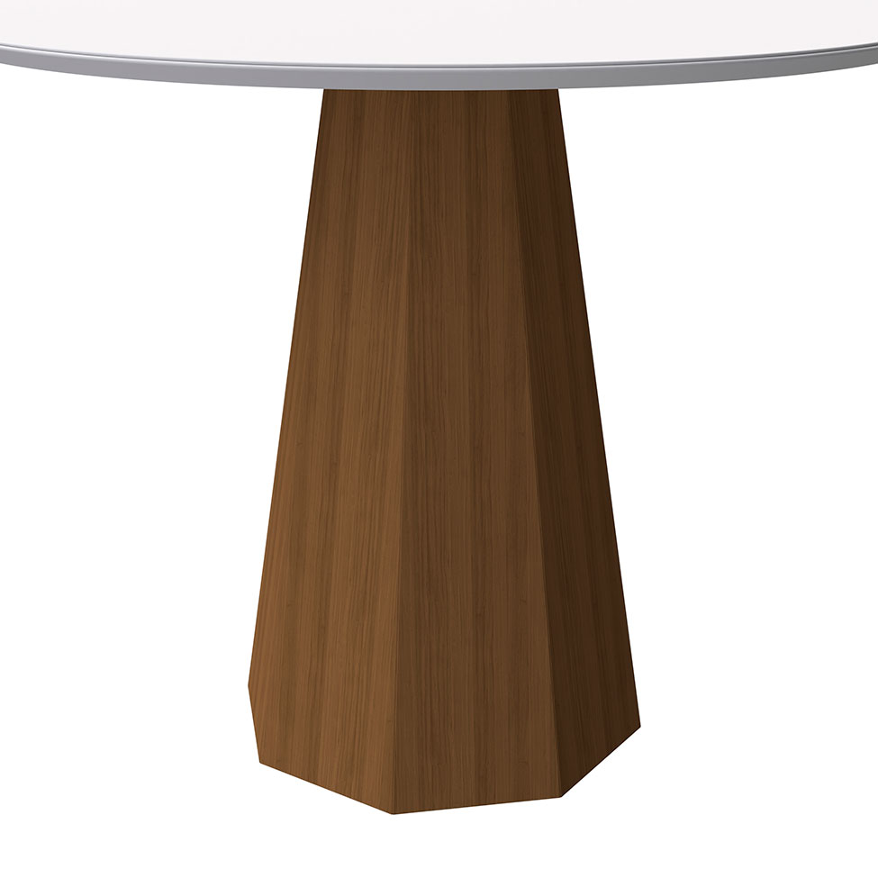 Mesa de Jantar Redonda com Tampo de Vidro Isis Off White e Imbuia 100 cm