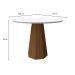 Mesa de Jantar Redonda com Tampo de Vidro Isis Off White e Imbuia 100 cm