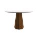 Mesa de Jantar Redonda com Tampo de Vidro Isis Off White e Imbuia 117 cm
