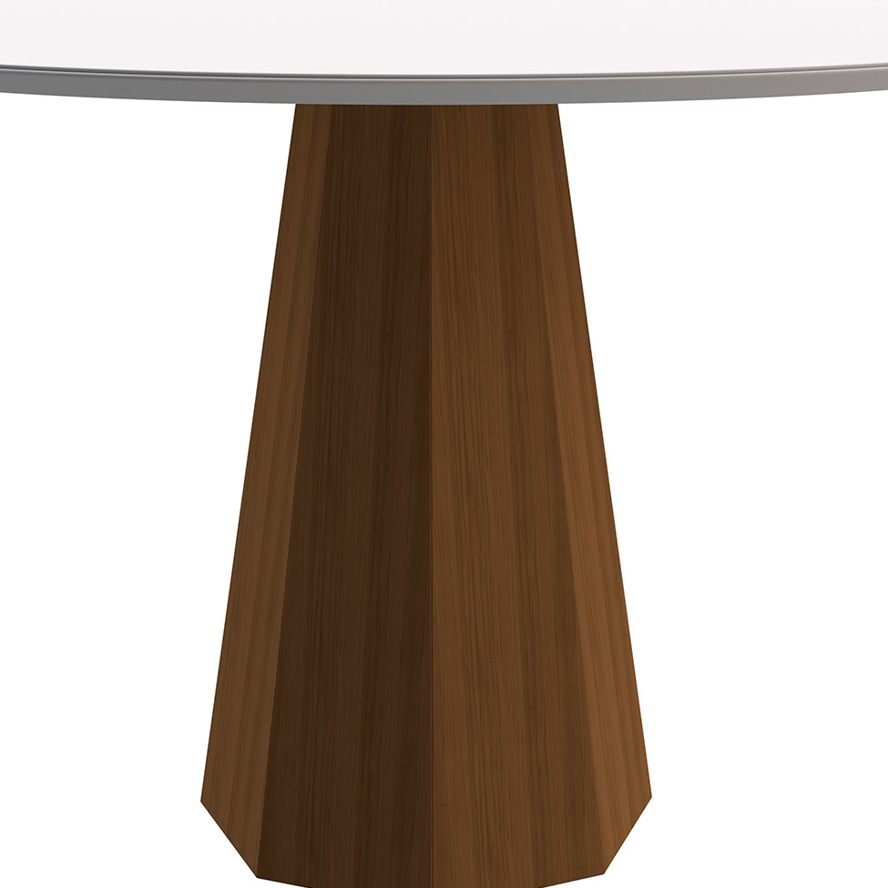 Mesa de Jantar Redonda com Tampo de Vidro Isis Off White e Imbuia 117 cm