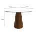 Mesa de Jantar Redonda com Tampo de Vidro Isis Off White e Imbuia 117 cm