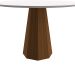 Mesa de Jantar Redonda com Tampo de Vidro Isis Off White e Imbuia 135 cm