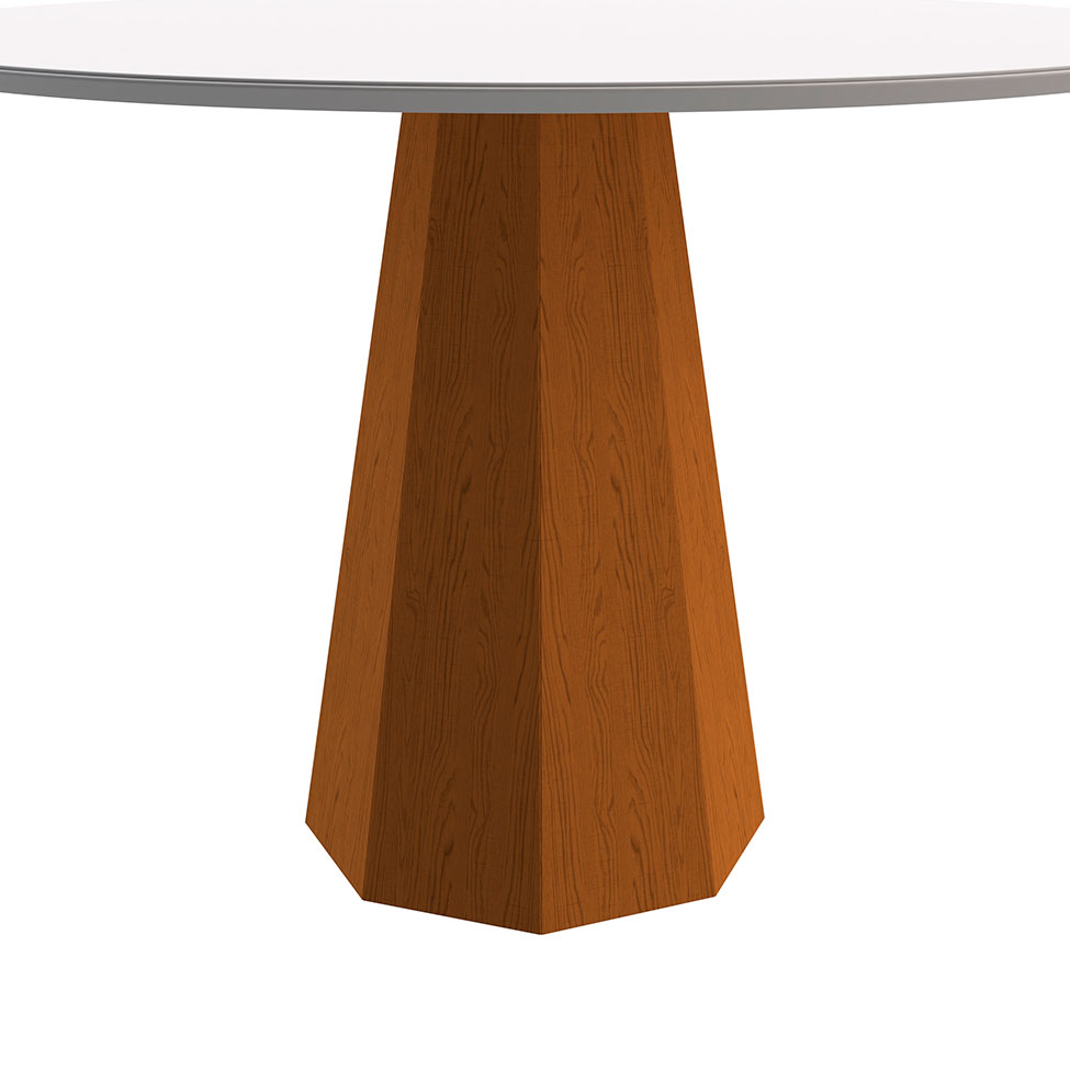 Mesa de Jantar Redonda com Tampo de Vidro Isis Off White e Ype 117 cm