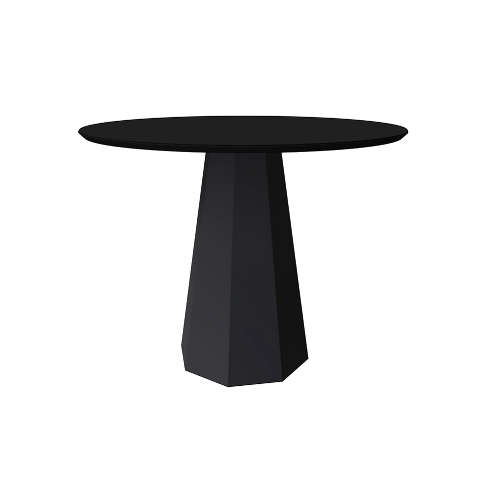 Mesa de Jantar Redonda com Tampo de Vidro Isis Preta 100 cm