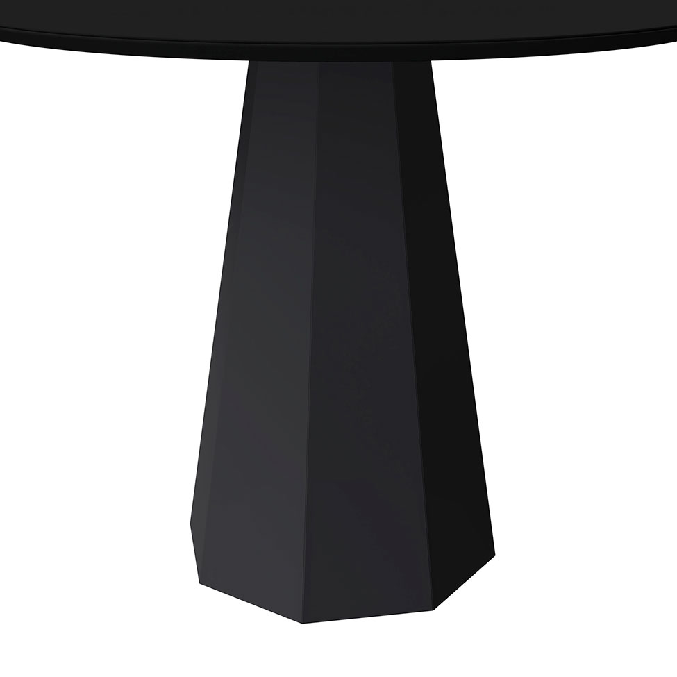 Mesa de Jantar Redonda com Tampo de Vidro Isis Preta 100 cm