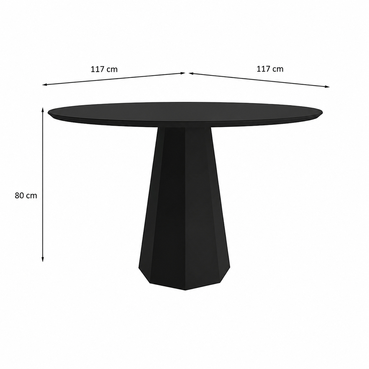 Mesa de Jantar Redonda com Tampo de Vidro Isis Preta 117 cm