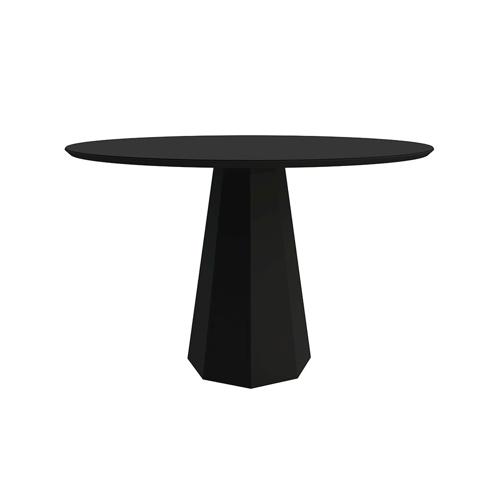 Mesa de Jantar Redonda com Tampo de Vidro Isis Preta 117 cm