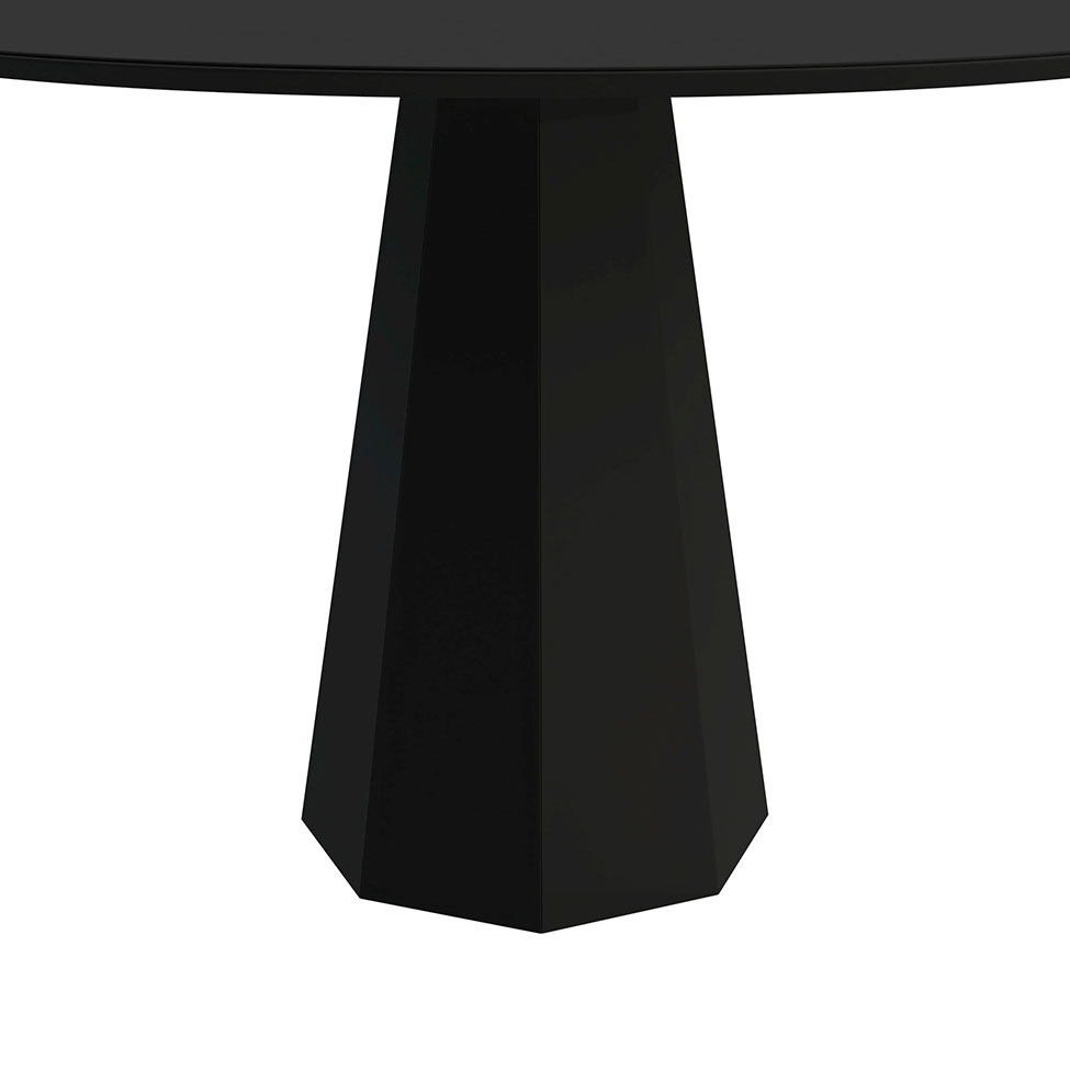 Mesa de Jantar Redonda com Tampo de Vidro Isis Preta 117 cm