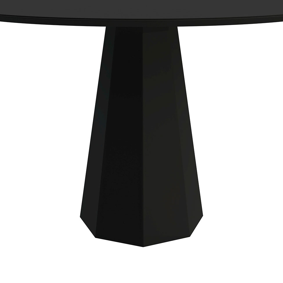 Mesa de Jantar Redonda com Tampo de Vidro Isis Preta 135 cm