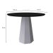 Mesa de Jantar Redonda com Tampo de Vidro Isis Preta e Off White 100 cm