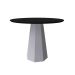 Mesa de Jantar Redonda com Tampo de Vidro Isis Preta e Off White 100 cm