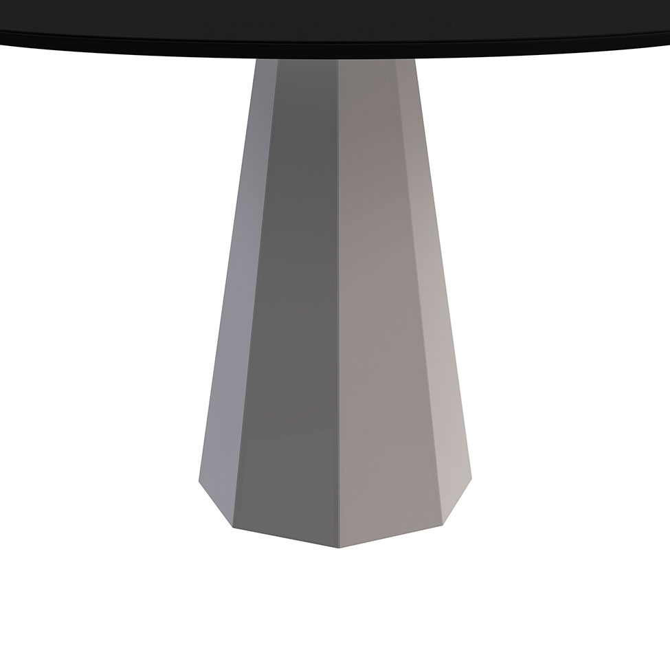 Mesa de Jantar Redonda com Tampo de Vidro Isis Preta e Off White 135 cm