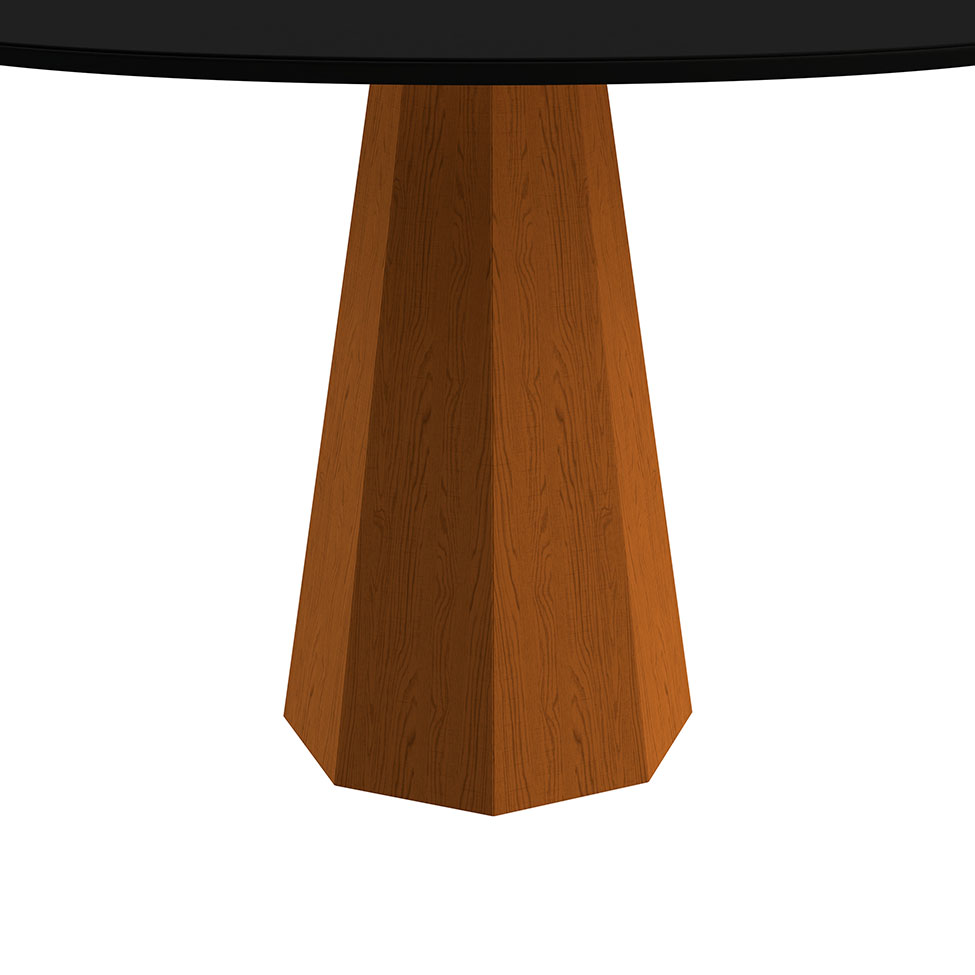 Mesa de Jantar Redonda com Tampo de Vidro Isis Preta e Ype 135 cm