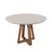 Mesa de Jantar Redonda com Tampo de Vidro Off White Bennett Natural 115 cm