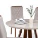 Mesa de Jantar Redonda com Tampo de Vidro Off White Bennett Natural 115 cm