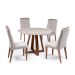 Mesa de Jantar Redonda com Tampo de Vidro Off White Bennett Natural 115 cm