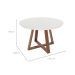 Mesa de Jantar Redonda com Tampo de Vidro Off White Bennett Natural 135 cm
