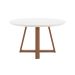 Mesa de Jantar Redonda com Tampo de Vidro Off White Bennett Natural 135 cm