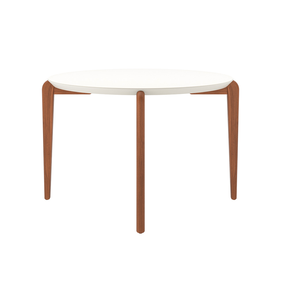 Mesa de Jantar Redonda com Tampo de Vidro Off White Donatella Natural 115 cm