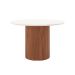 Mesa de Jantar Redonda com Tampo de Vidro Off White Kalina Canela 115 cm