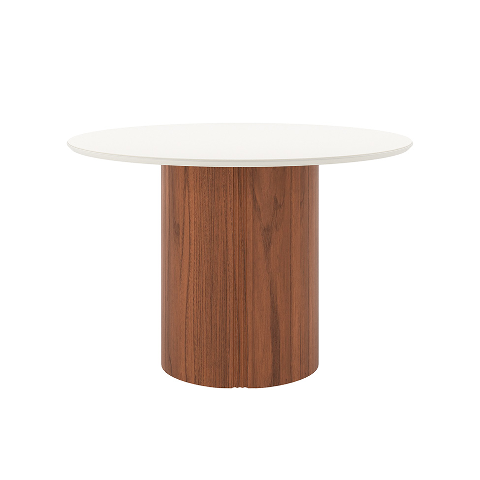 Mesa de Jantar Redonda com Tampo de Vidro Off White Kalina Canela 115 cm