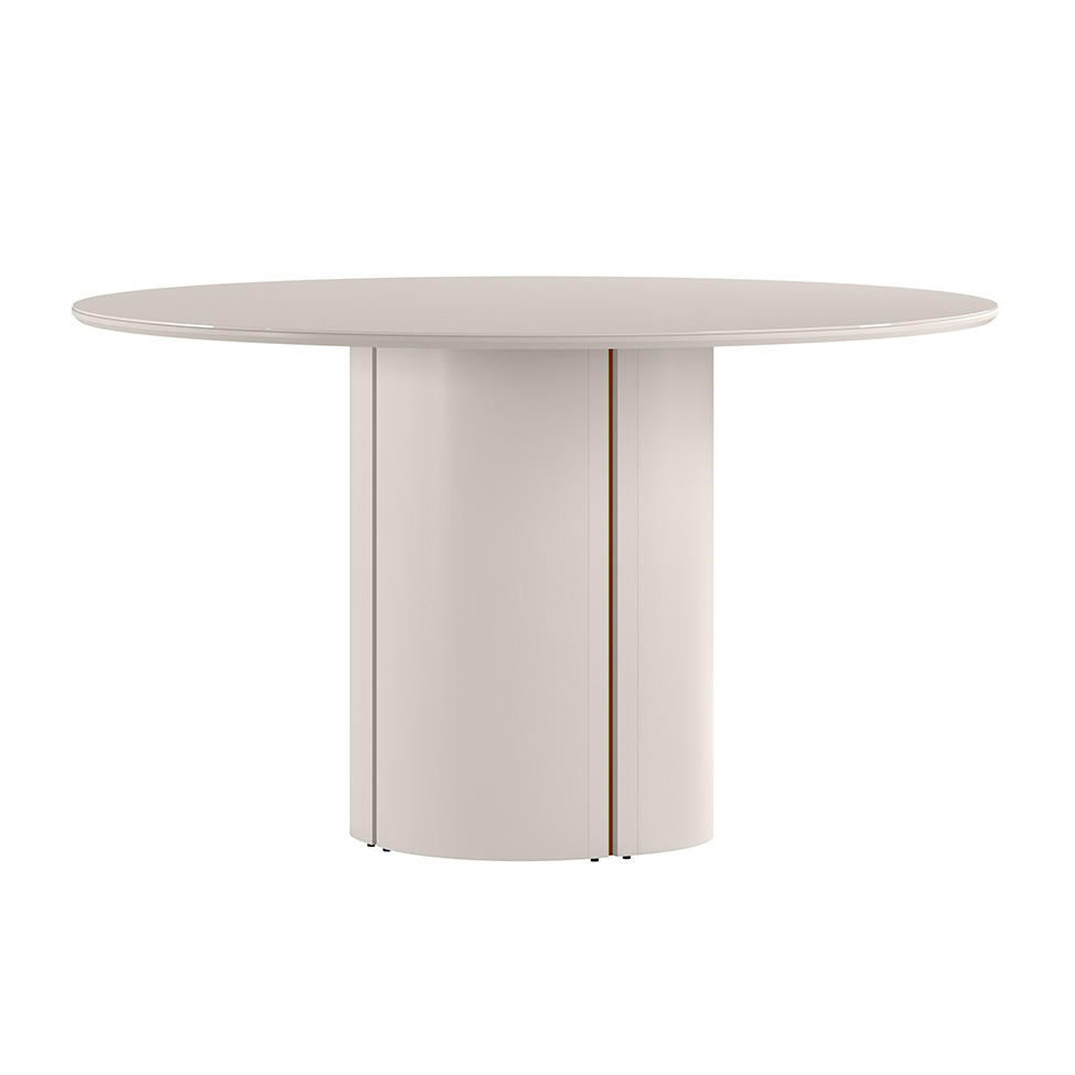 Mesa de Jantar Redonda com Tampo de Vidro Serena Off White 135 cm