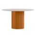Mesa de Jantar Redonda com Tampo de Vidro Serena Off White e Ypê 135 cm