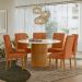 Mesa de Jantar Redonda com Tampo de Vidro Serena Off White e Ypê 135 cm