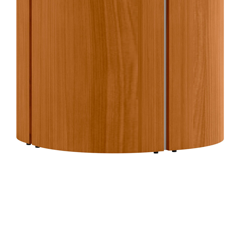 Mesa de Jantar Redonda com Tampo de Vidro Serena Off White e Ypê 135 cm