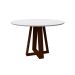 Mesa de Jantar Redonda com Tampo de Vidro Vitoria Off White e AmÃªndoa 117 cm