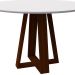 Mesa de Jantar Redonda com Tampo de Vidro Vitoria Off White e AmÃªndoa 117 cm