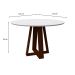 Mesa de Jantar Redonda com Tampo de Vidro Vitoria Off White e AmÃªndoa 117 cm