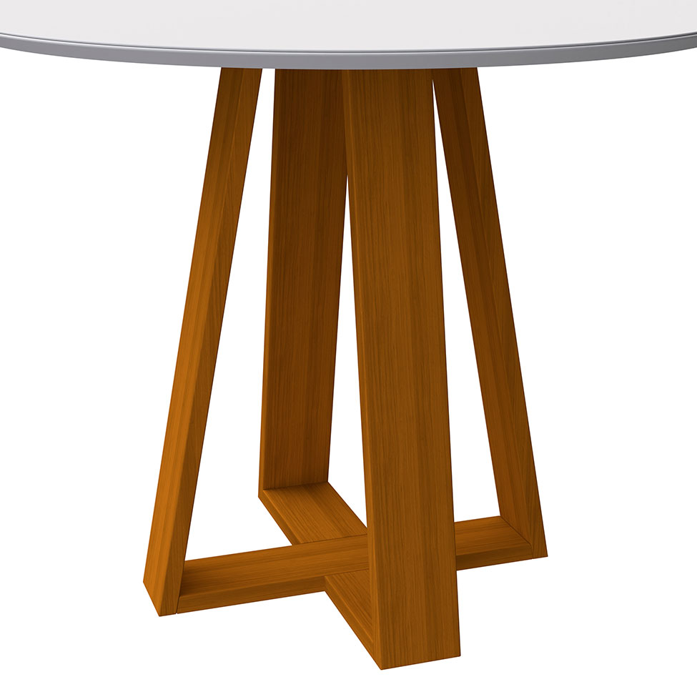 Mesa de Jantar Redonda com Tampo de Vidro Vitoria Off White e Ype 100 cm