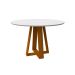 Mesa de Jantar Redonda com Tampo de Vidro Vitoria Off White e Ype 117 cm